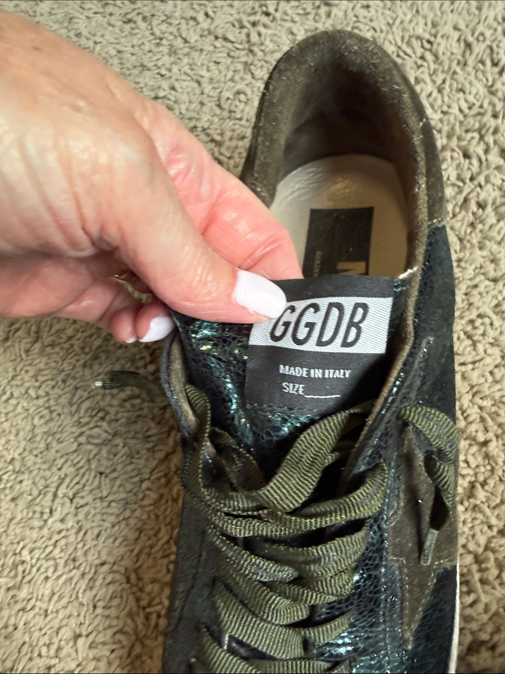 Golden Goose May leather trainers green sneaker glitter Sz 40 Mens 7 Women 10 - Picture 14 of 15